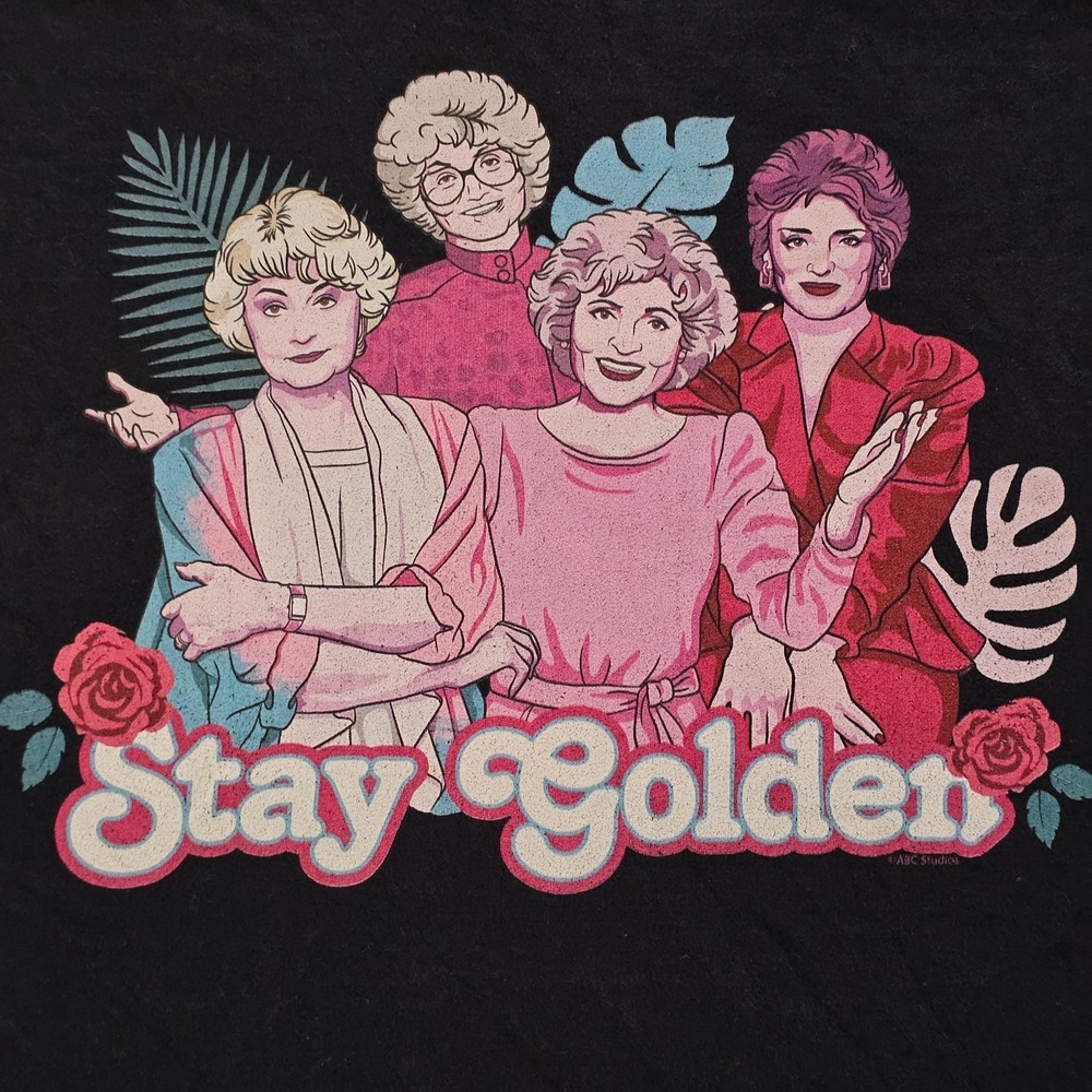 Stay Golden Girls Black Short Sleeve Cotton T-Shirt Adult 2XL